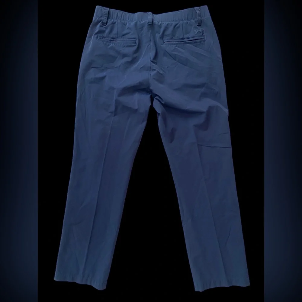 Under Armour Navy Blue Flat Front Plaid Active/Golf‎ Pants Size 34 x 30